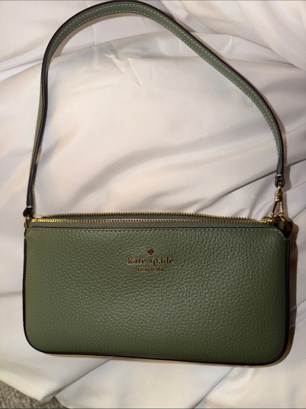 kate spade Olive Green Pebbled Leather Crossbody Wristlet